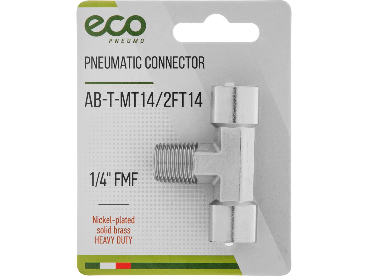 Соединение нар. резьба 1/4" х внутр. резьба 1/4" (2) Т-образное (латунь) ECO
