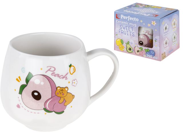 Кружка керамическая, 350 мл, Sweet fruits, персик, PERFECTO LINEA