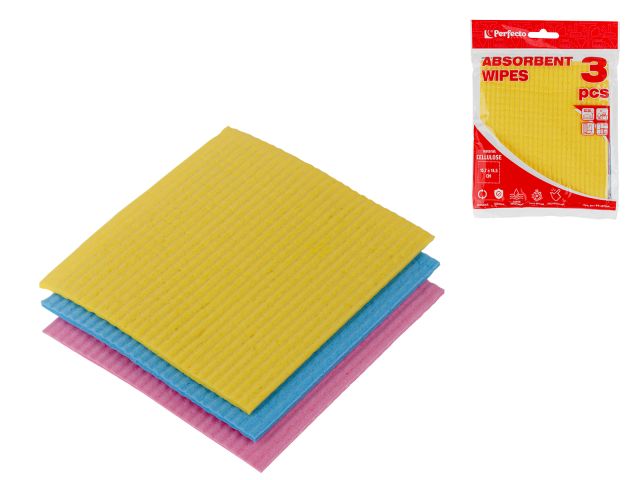 Салфетки влаговпитывающие, 3 шт., 15,7х14,5 см, целлюлоза, PERFECTO LINEA