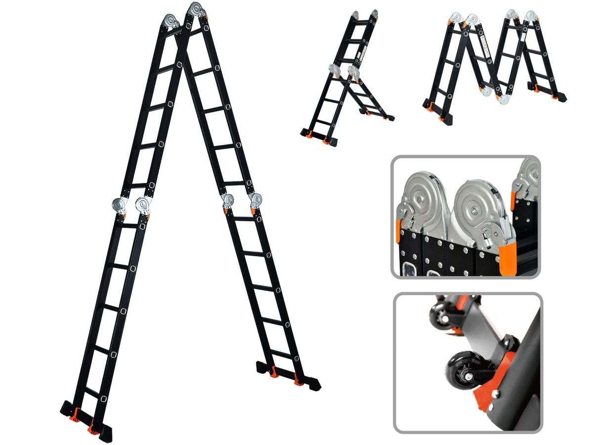 Лестница алюм. многофункц.4х5 ступ.(стрем.-283см,лестн.-580см) 15,5кг BLACK LINE STARTUL (ST9930-05)