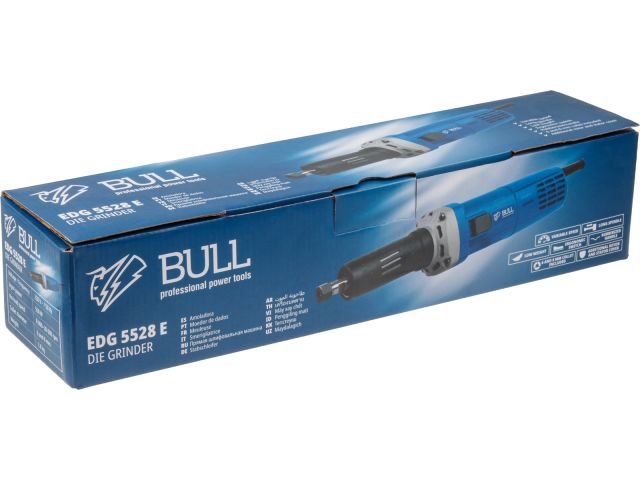 Прямая шлифмашина BULL EDG 5528 E в кор. 550 Вт, 8000-28000 об/мин, цанги 6 и 8 мм (Плавный пуск, защита от повторного включения, 1.8 кг)