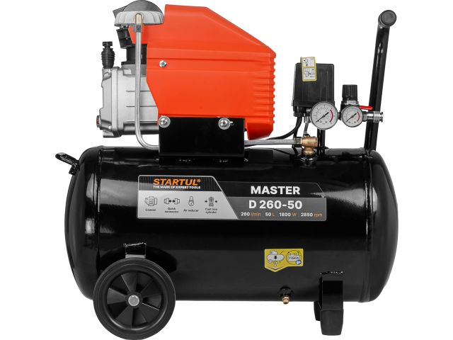 Компрессор STARTUL Master D 260-50 коаксиальный (260 л/мин, 8 атм, коаксиальный, масляный, ресив. 50 л, 230 В, 1,8 кВт)