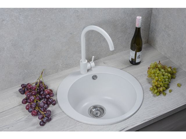 Мойка кухонная из искусственного камня POINT белый 495х495 мм, AV Engineering