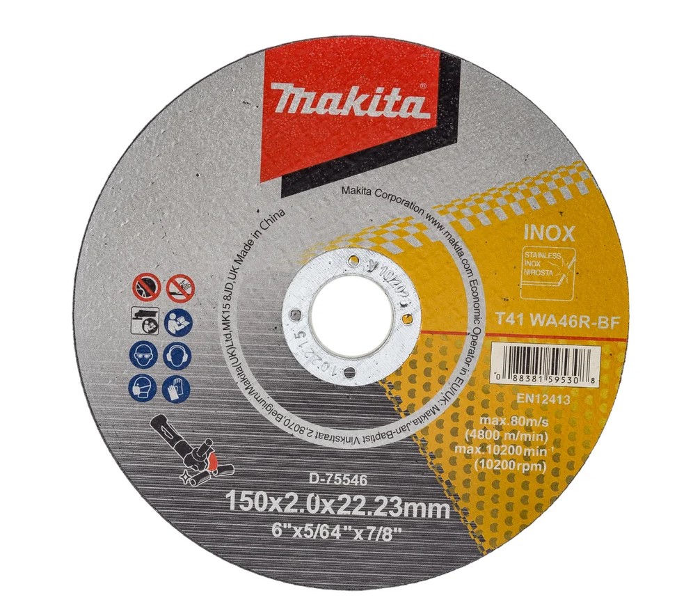Круг отрезной 150х2x22.23 мм для стали/нержавеющей стали плоский WA46R MAKITA