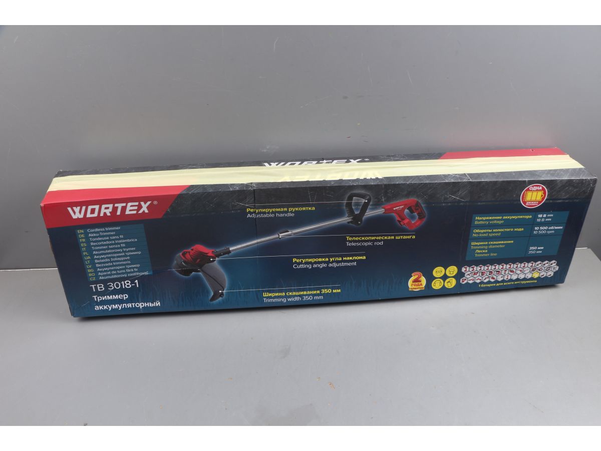 Триммер аккум. WORTEX TB 3018-1 ALL1 XLT SOLO 18В, шир.скаш.350 мм, леска 1.6 мм уцененный (075566
