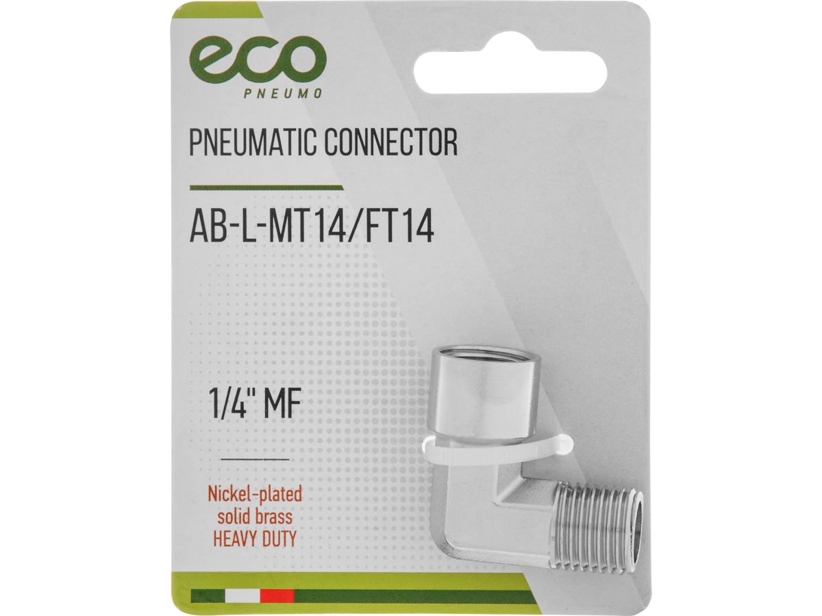 Соединение нар. резьба 1/4" х внутр. резьба 1/4" L-образное (латунь) ECO