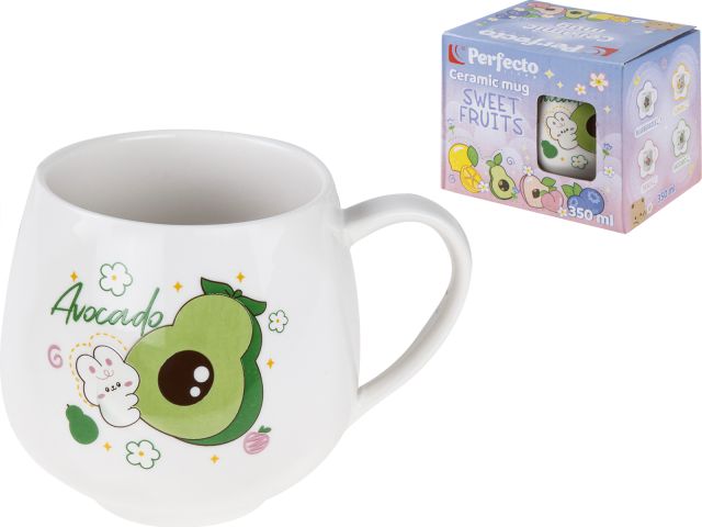 Кружка керамическая, 350 мл, Sweet fruits, авокадо, PERFECTO LINEA