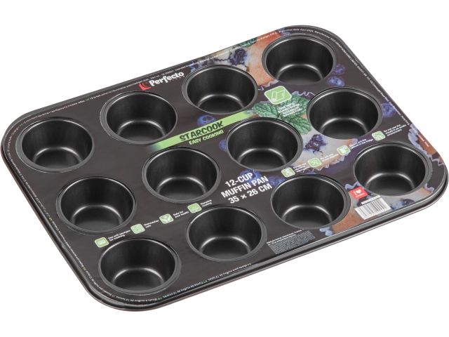 Форма для выпечки, прямоугольная, 12 кексов, 35х26 см., антиприг. покр., STARCOOK, PERFECTO LINEA