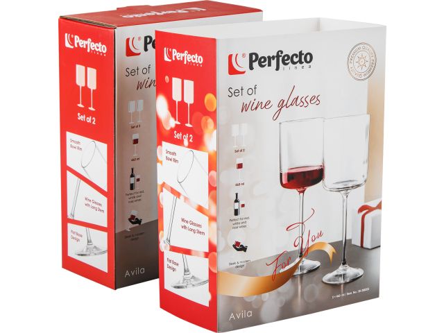 Набор бокалов для вина, 2 шт., 460 мл, серия Avila, PERFECTO LINEA (Размер: 230х80 мм)