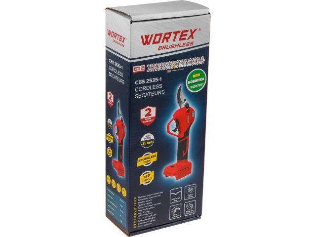 Аккум. секатор WORTEX CBS 2535-1 в кор. ALL1 XLT SOLO БЕСЩЕТ., 18 В, ветки до 35 мм
