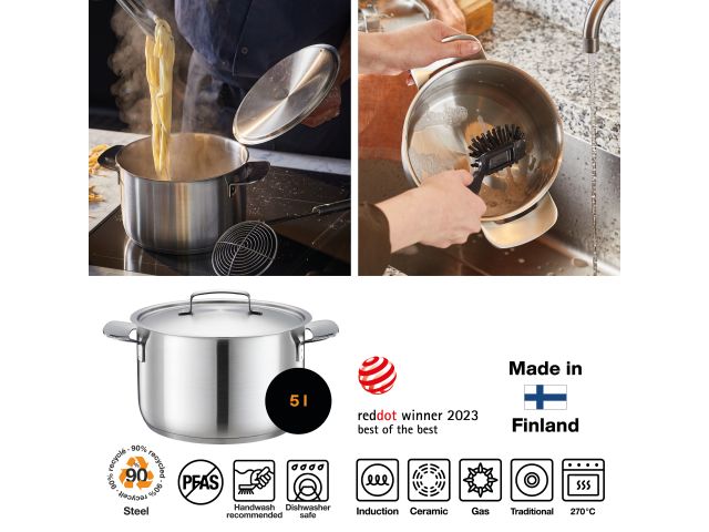 Кастрюля 5л All Steel Fiskars (с крышкой)