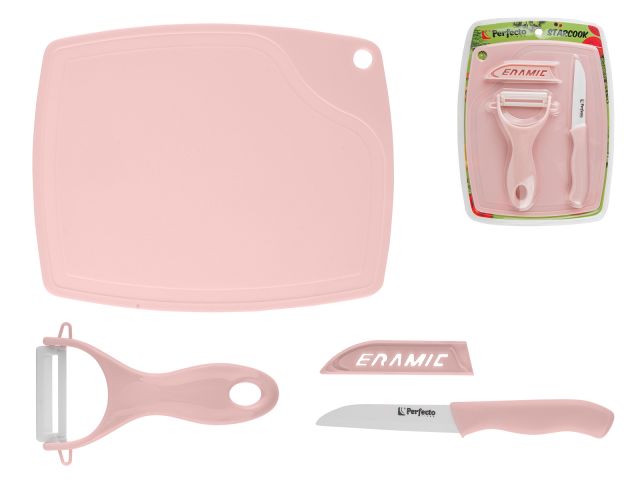 Набор кухонный (нож кух.16см,нож для овощей 13см, доска разделочн.16х20см), STARCOOK, PERFECTO LINEA