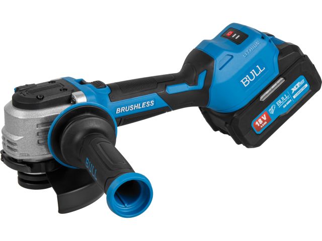 Аккум. углошлифмашина BULL CSG 1812-1 SR Xcase XLTpro 1x4 Ач БЕСЩЕТ, 125 мм, рег. об., 10 000 об/мин (Безредукторный тип, плав пуск, конст. 