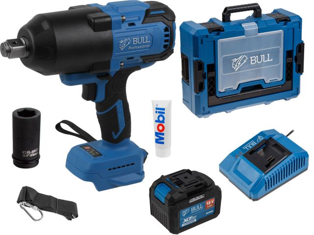 Аккум. ударный гайковерт BULL SC 1810 Xcase, XLTpro, БЕСЩЕТ., 18 В, 1500 Н*м, 3/4", 1х6 А*ч, з/у 6 А (Масса: 3,92 кг;)