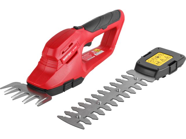 Аккум. ножницы садовые WORTEX SG 7215-1 в кор. + насадка-кусторез (7.2 В, 1 акк., 2.0 А/ч, Li-Ion, шир. 100 мм (для травы), длина 200 мм (ку