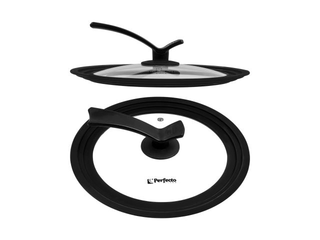 Крышка стеклянная универсальная, 240-260-280 мм, с ручкой-подставкой, CHEF, PERFECTO LINEA (Сразу три размера, ручка-подставка)