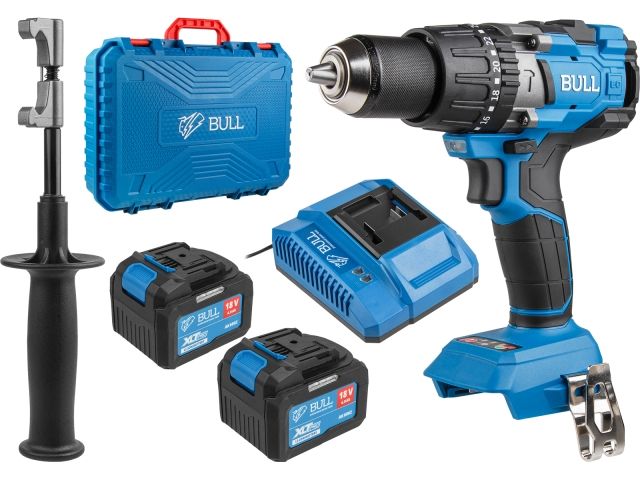 Аккум. дрель-шуруповерт BULL SR 1805 в чем. XLTpro, 2х6 А*ч, БЕСЩЕТ., 18 В, 120 Н*м, БЗП(мет.) 13 мм (Доп. функции: Ударное сверление, "Anti