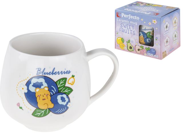 Кружка керамическая, 350 мл, Sweet fruits, черника, PERFECTO LINEA