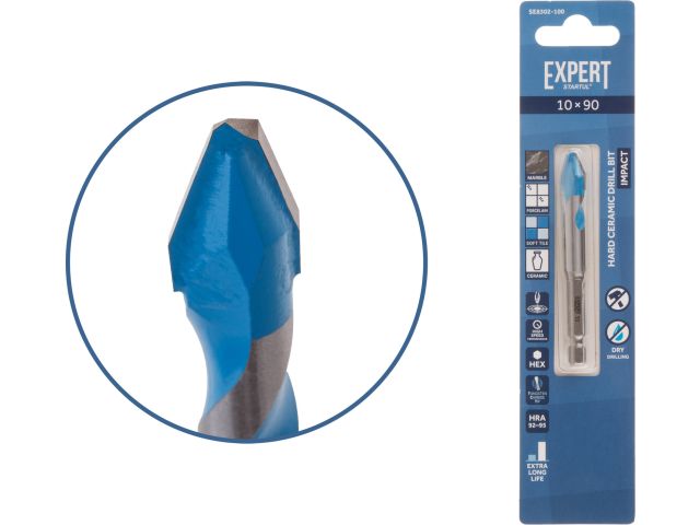 Сверло по керамограниту 10x90 мм EXPERT STARTUL (сухое сверление)