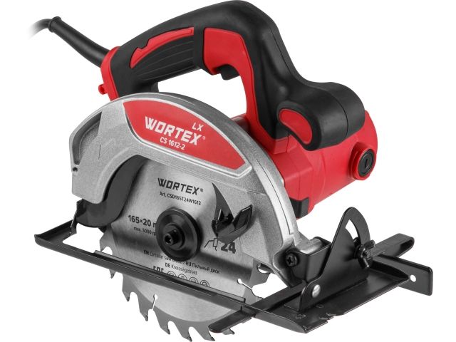 Циркулярная пила WORTEX LX CS 1612-2 в кор. 1200 Вт, 160х20х24Т (Пропил в дереве (90°/45°)  53/34 мм)