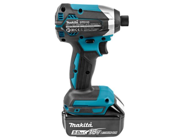 Аккум. шуруповерт MAKITA LXT DTD 153 RT в кейсе (18.0 В, 1 акк., 5.0 А/ч Li-Ion, 1 скор., 170 Нм)
