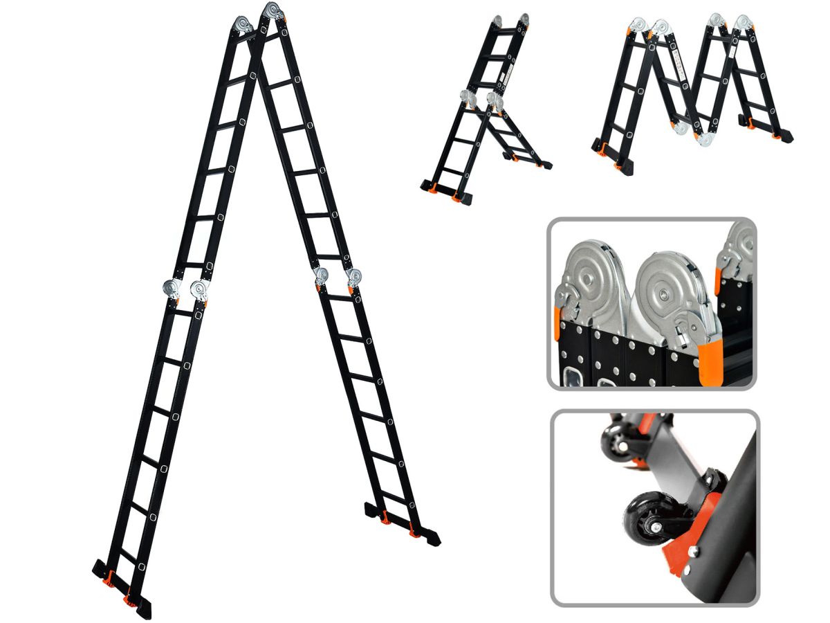 Лестница алюм. многофункц.4х6 ступ.(стрем.-332см,лестн.-690см) 17,0кг BLACK LINE STARTUL (ST9930-06)