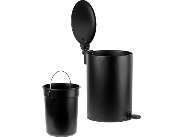 Ведро для мусора с педалью, 12 л, черное, серия Black Onyx, сталь, PERFECTO LINEA (с микролифтом)