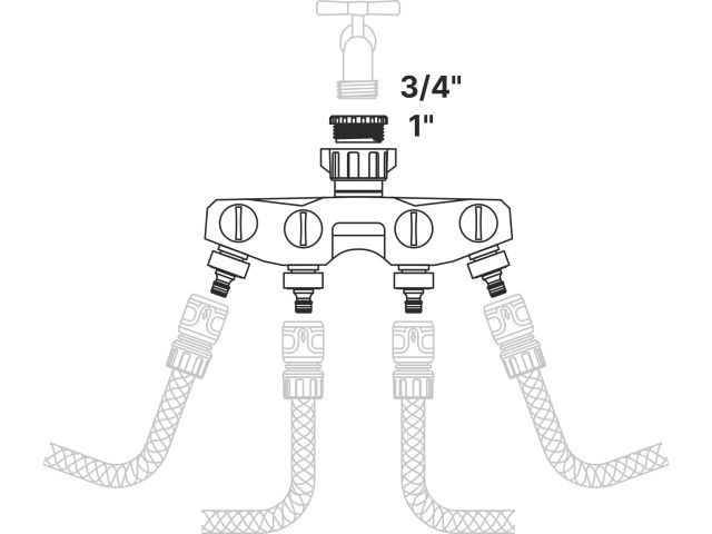 Разветвитель для шланга 4-канальный 3/4" и 1" STARTUL METSA (ST6013-19) (четырехканальный разделитель потоков, с регулятором напора)
