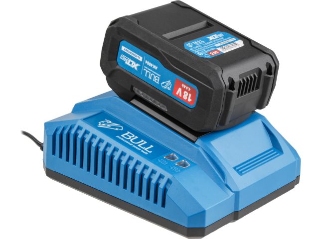 Набор аккумулятор 4 А*ч и зарядное устройство 1х4 А BULL XLTpro в чем. SET (18 В, АКБ 1х4 А*ч, Li-ion, З/У 1 слот, 4 А)