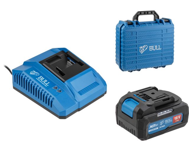 Набор аккумулятор 4 А*ч и зарядное устройство 1х4 А BULL XLTpro в чем. SET (18 В, АКБ 1х4 А*ч, Li-ion, З/У 1 слот, 4 А)