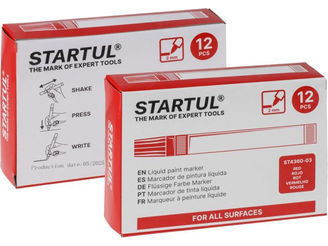 Маркер промышл. перманентный на основе жидк. краски красный STARTUL PROFI (ST4360-03) (толщ. линии 2,0 мм)
