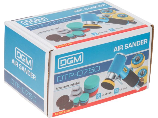 Пневмошлифмашина эксцентриковая DGM DTP-0750 (25 мм (1"), 50 мм (2"), 75 мм (3");Эксецнтр.:1,5 мм;16 000 об/мин;170 л/мин)