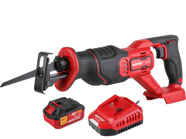 Аккум. сабельная пила WORTEX CSR 1118-1 в кор. ALL1 XLT SET 18В, 4 Ач акб, дер. 110 мм (18 В, 4 Ач акб, зу, дерево до 110 мм, металл до 6 мм