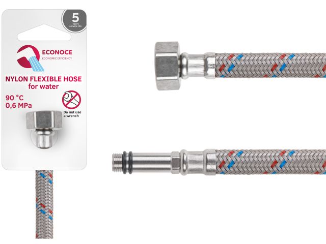 Подводка гибкая, Nylon, иголка м10 длинная - гайка 1/2" 80 см ECONOCE (6 Bar, 90°С)