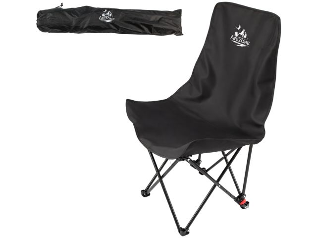 Кресло складное кемпинговое с карманом + чехол, черное, ARIZONE