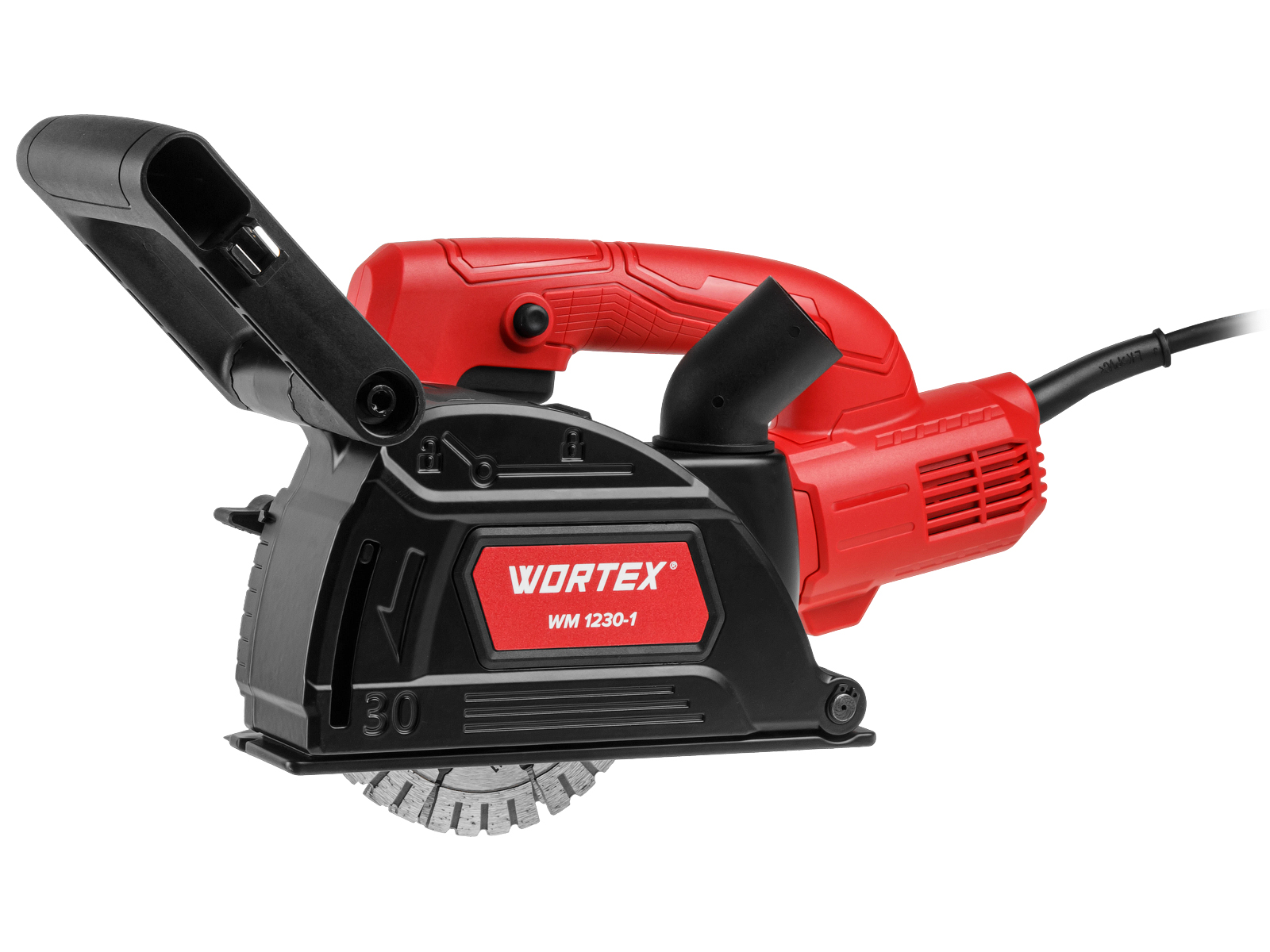 Бороздодел WORTEX WM 1230-1 в кор. 1400 Вт, 125 мм, глубина до 30 мм, конст. эл., плав. пуск