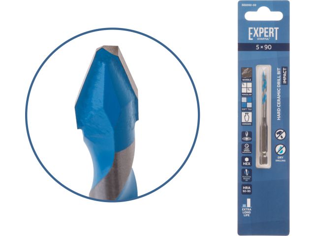 Сверло по керамограниту  5x90 мм EXPERT STARTUL (сухое сверление)