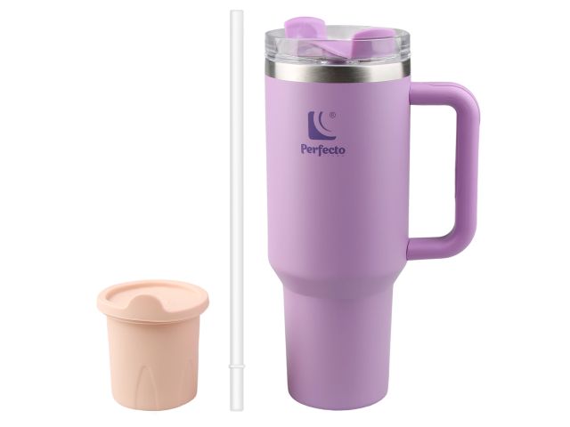 Термокружка c трубочкой, 1180 мл, нержавеющая сталь, blooming lilac, серия Styley, PERFECTO LINEA