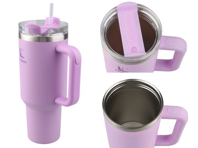 Термокружка c трубочкой, 1180 мл, нержавеющая сталь, blooming lilac, серия Styley, PERFECTO LINEA