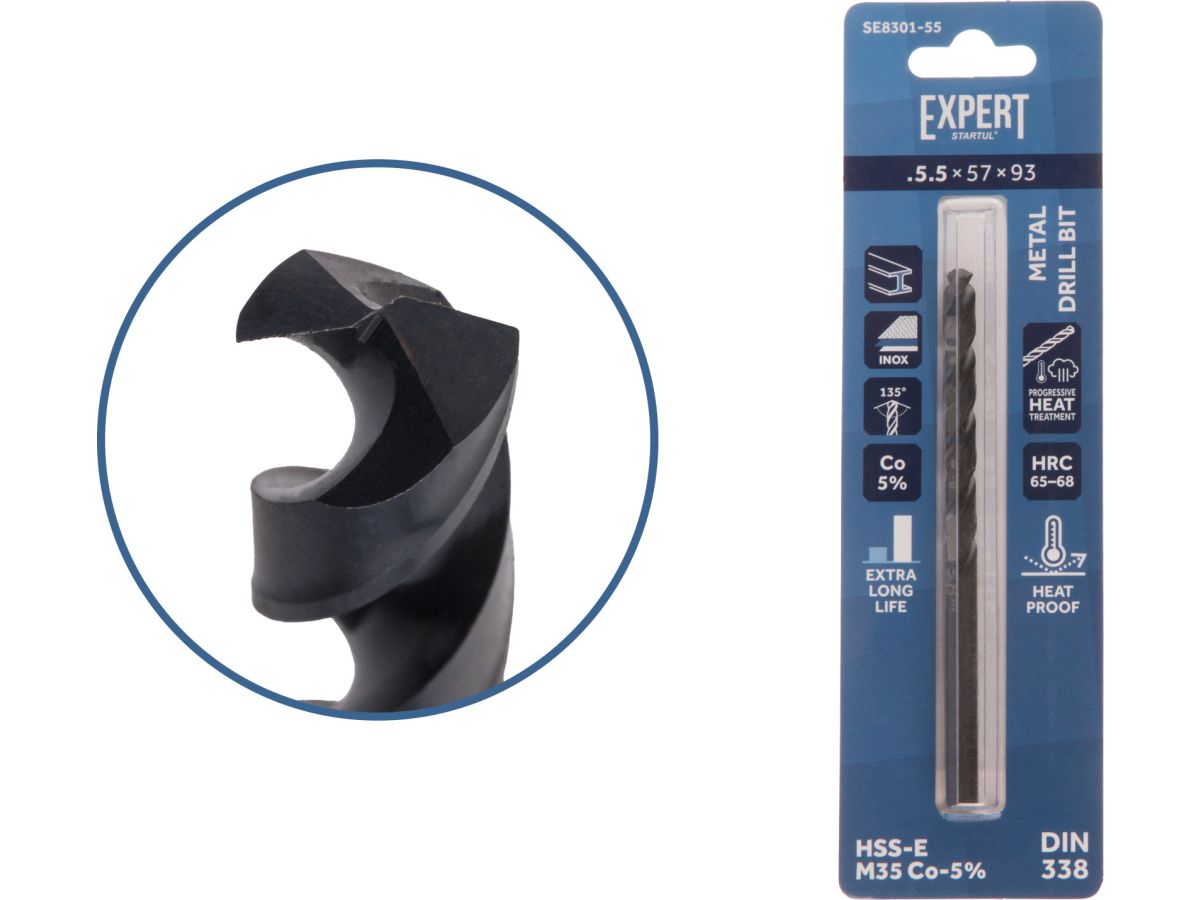Сверло по металлу ц/х 5.5х57х93 мм HSS-Co Black EXPERT STARTUL