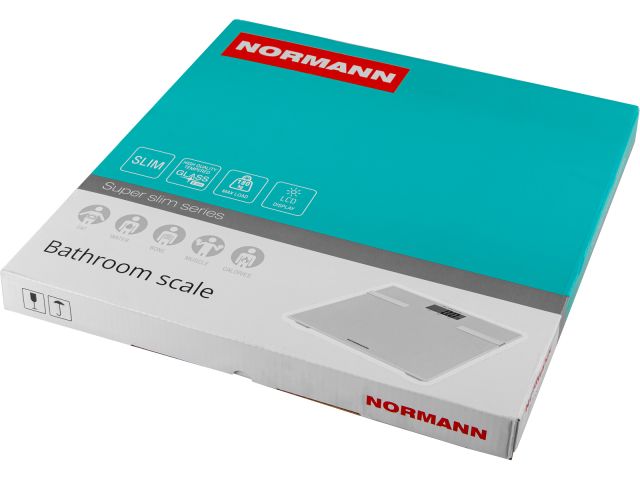 Весы напольные ASB-477 NORMANN (180 кг; стекло 6 мм; дисплей 50х35 мм; изм-ние уровня воды, жира, мышечной)