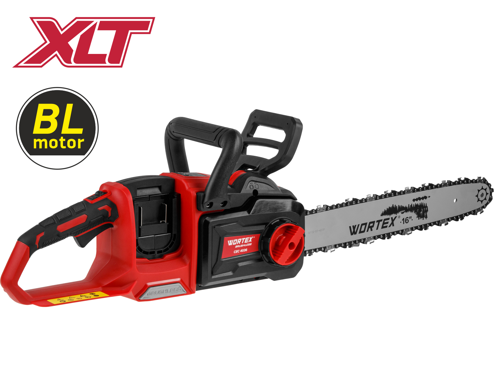 Аккум. пила цепная WORTEX CEC 4036 шина 40 см (16″), 3/8″ LP, 1.1 мм XLT SOLO БЕСЩЁТ, 18В+18В