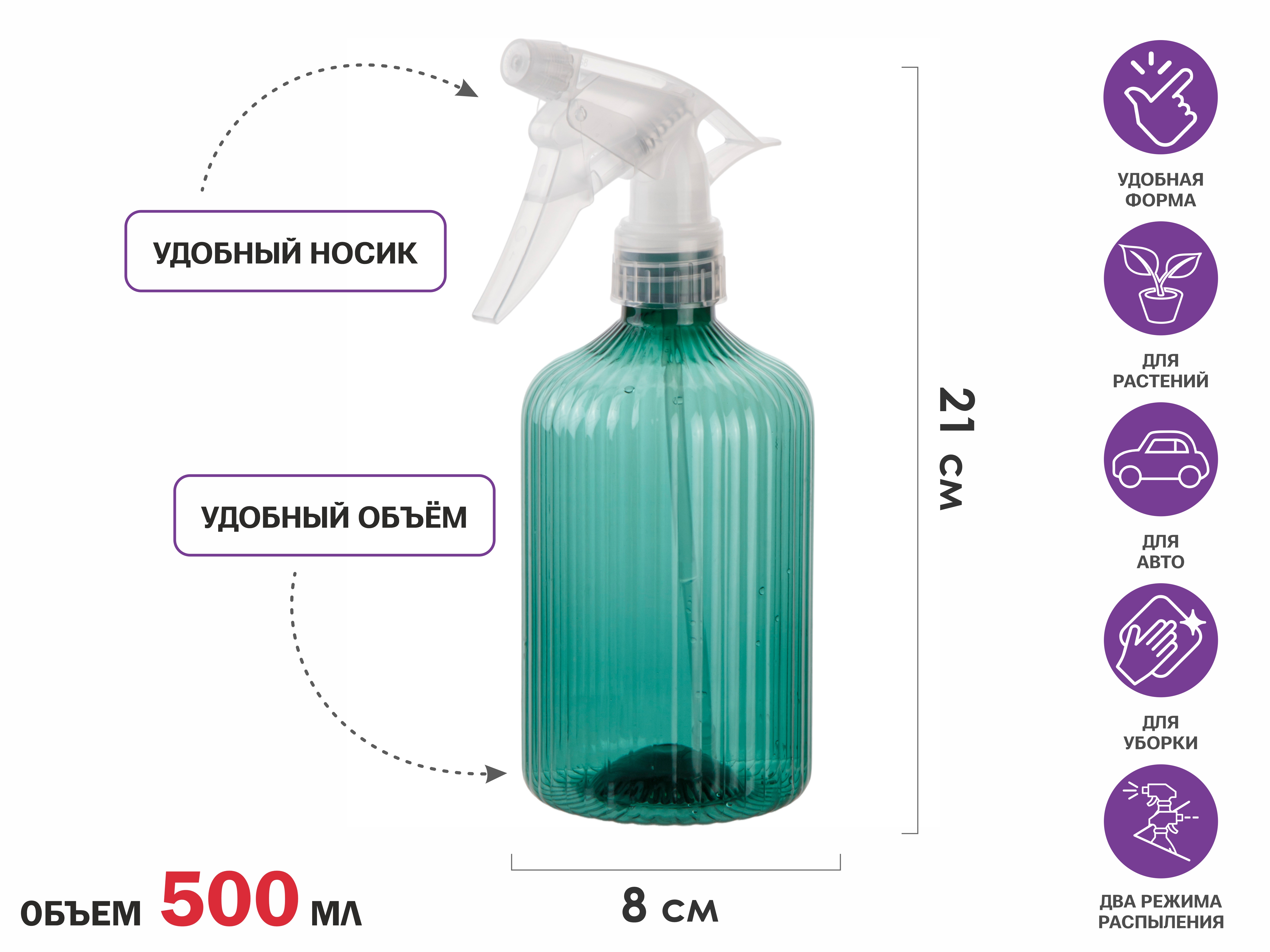 Опрыскиватель ручной 0,5л с пульверизатором, PERFECTO LINEA