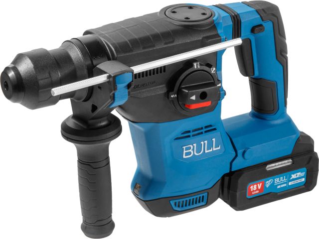 Аккум. перфоратор BULL CBH 1826 Xcase, XLTpro, БЕСЩЕТ., 18 В, 2.6 Дж, 26 мм, 1x4 А*ч, з/у (3 режима + Vario-lock, 3,2 кг)