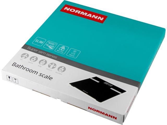 Весы напольные ASB-475 NORMANN (180 кг; стекло 6 мм; дисплей 50х35 мм; изм-ние уровня воды, жира, мышечной)