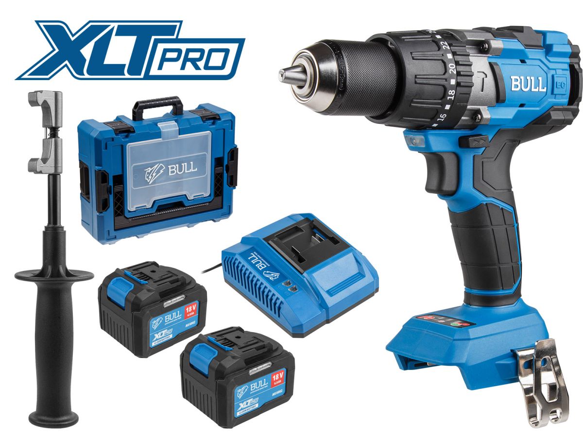 Аккум. дрель-шуруповерт BULL SR 1805 Xcase XLTpro, 2х6 А*ч, БЕСЩЕТ., 18 В, 120 Н*м, БЗП(мет.) 13 мм