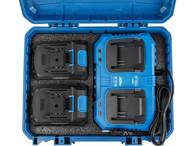 Набор аккумулятор 2х4 А*ч и зарядное устройство 2х4 А BULL XLTpro в чем. SET (18 В, 2x4 А*ч, Li-ion, З/У 2 слота, 2х4 А)
