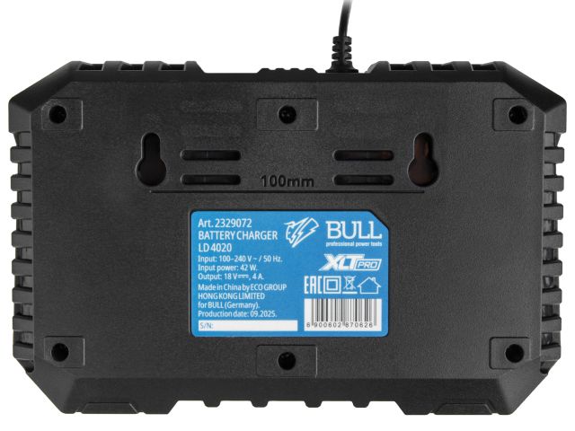 Набор аккумулятор 2х4 А*ч и зарядное устройство 2х4 А BULL XLTpro в чем. SET (18 В, 2x4 А*ч, Li-ion, З/У 2 слота, 2х4 А)
