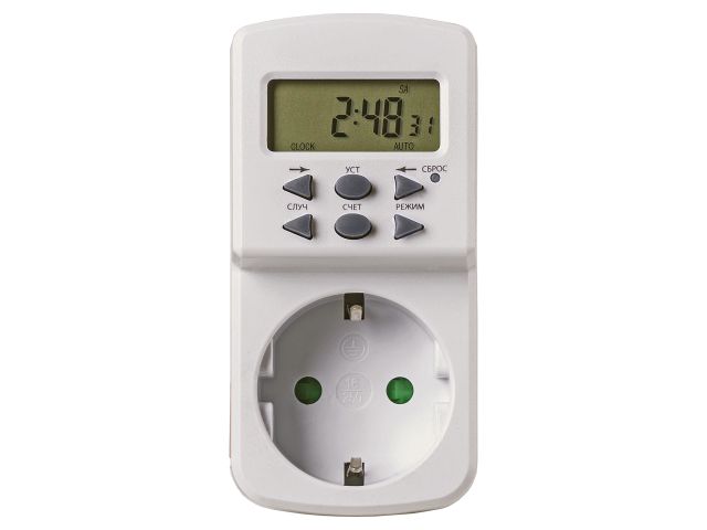 Таймер розеточный ТРЭ-Н-01-1мин/7дн-10on/off-8А (недельный) упак.-термоусад.пленка "Народный"