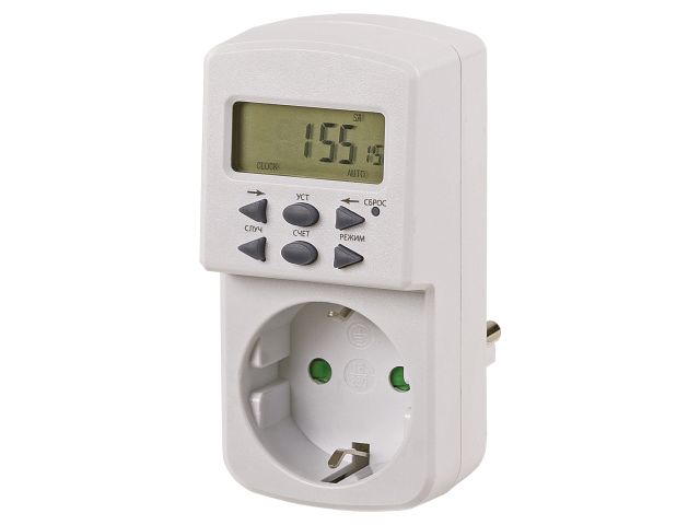 Таймер розеточный ТРЭ-Н-01-1мин/7дн-10on/off-8А (недельный) упак.-термоусад.пленка "Народный"